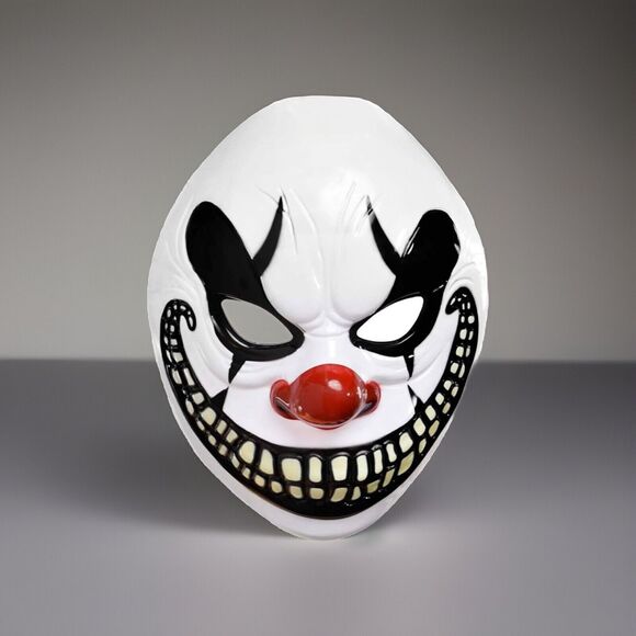 Unbranded Other - 🔥EVIL CLOWN Plastic Face Mask - Halloween Costume Freak Show Adult Size NWT🔥